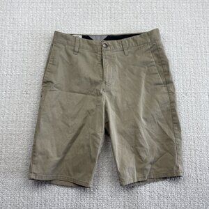 Y2K Volcom Shorts Mens 28 Tan Classic Chino Casual Shorts Skate Flat Front